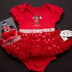 Disney Minnie Mouse Tutu/Headband (size 6 mo.) NWT